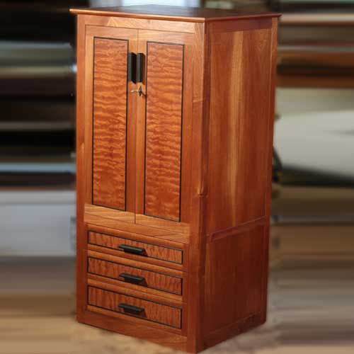 Koa Jewelry Cabinet With Necklace And Earring Storage