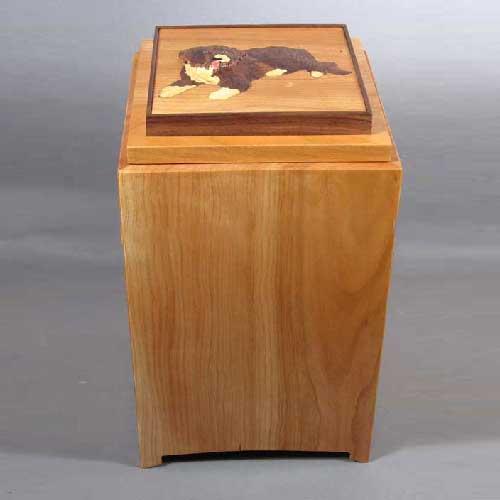 Dog Urn inlay and carved