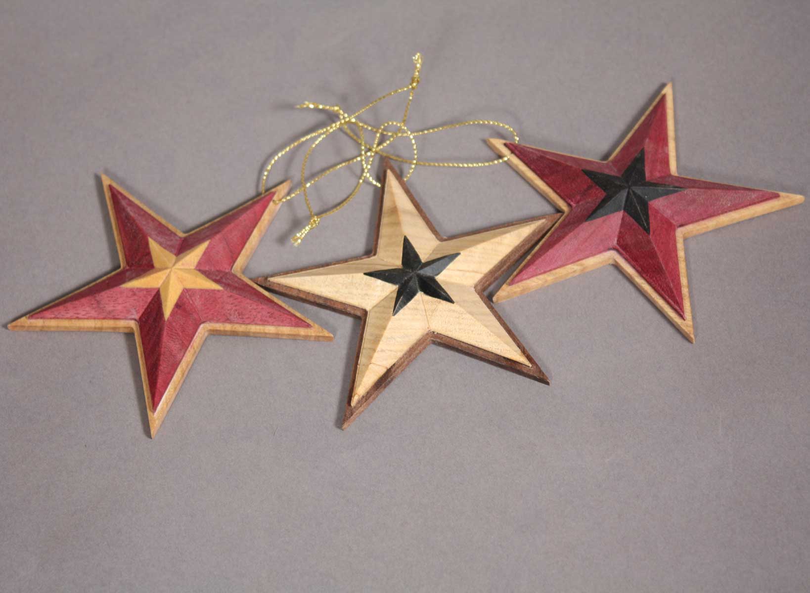 Carved Wooden Star Christmas Ornaments