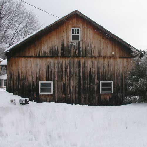 woodworking shop in winter 